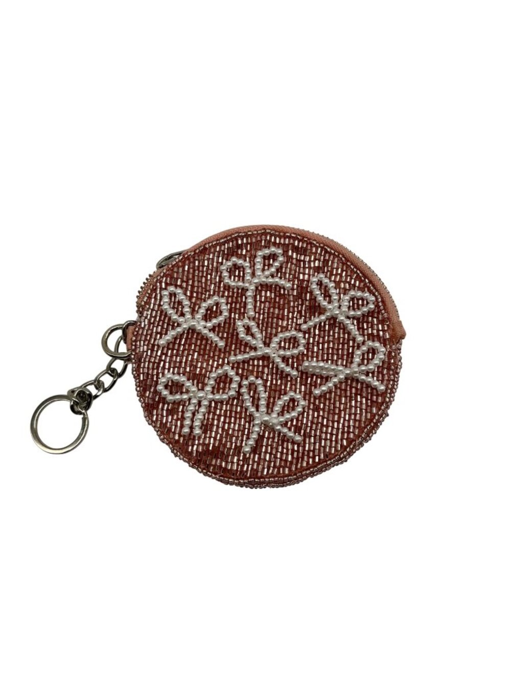 On 34th Pink Hand Beaded Zip Around Wallet